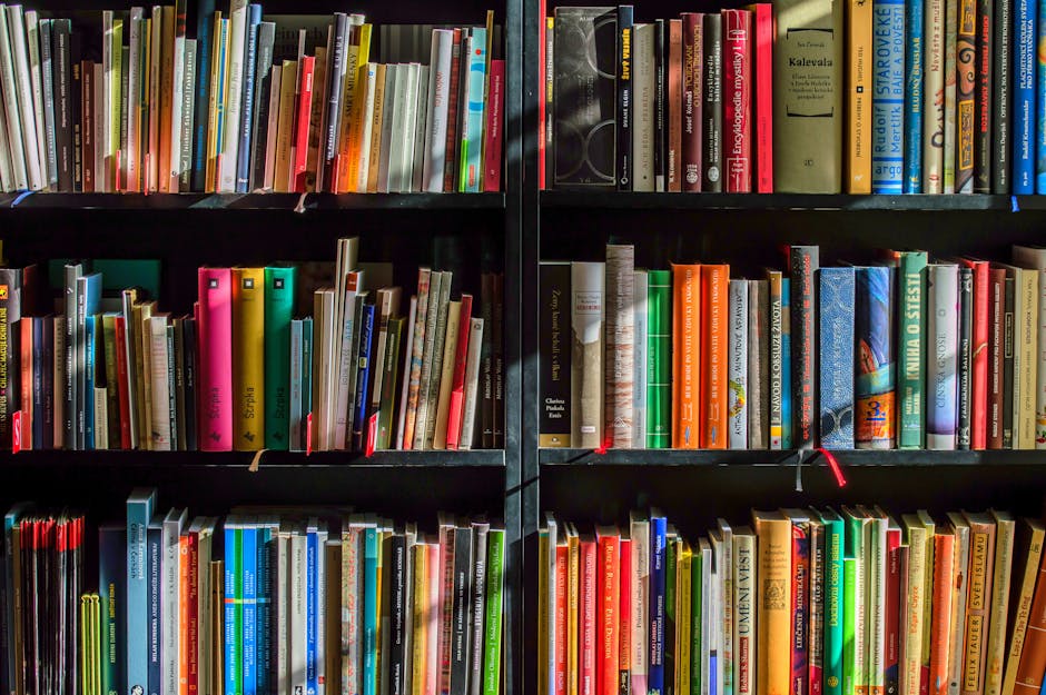 Vibrant collection of books on shelves for reading, research, and education